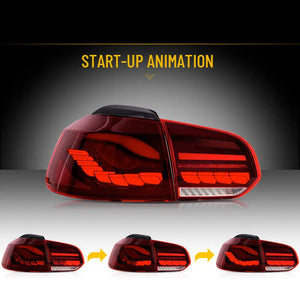 Suitable To Fit - VW Golf 6 CS Style OLED Sequential Smoked Red Taillights Max Motorsport