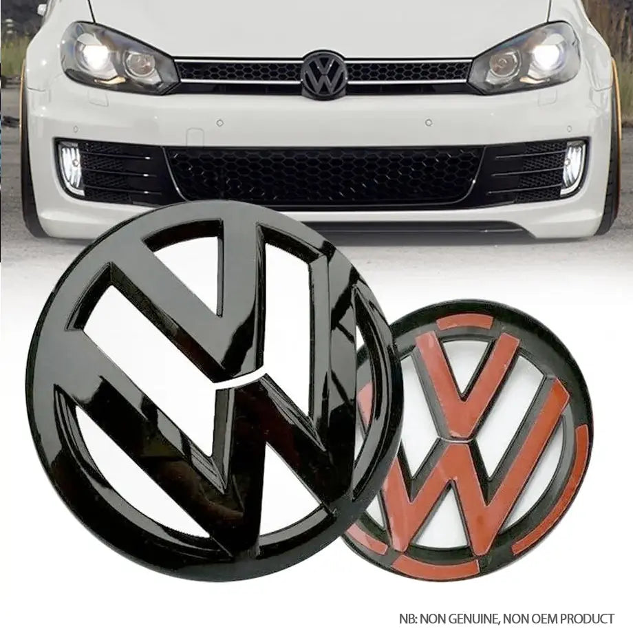 Suitable To Fit - VW Golf 6 Gloss Black Stick On Emblem Badge (Pair) maxmotorsports