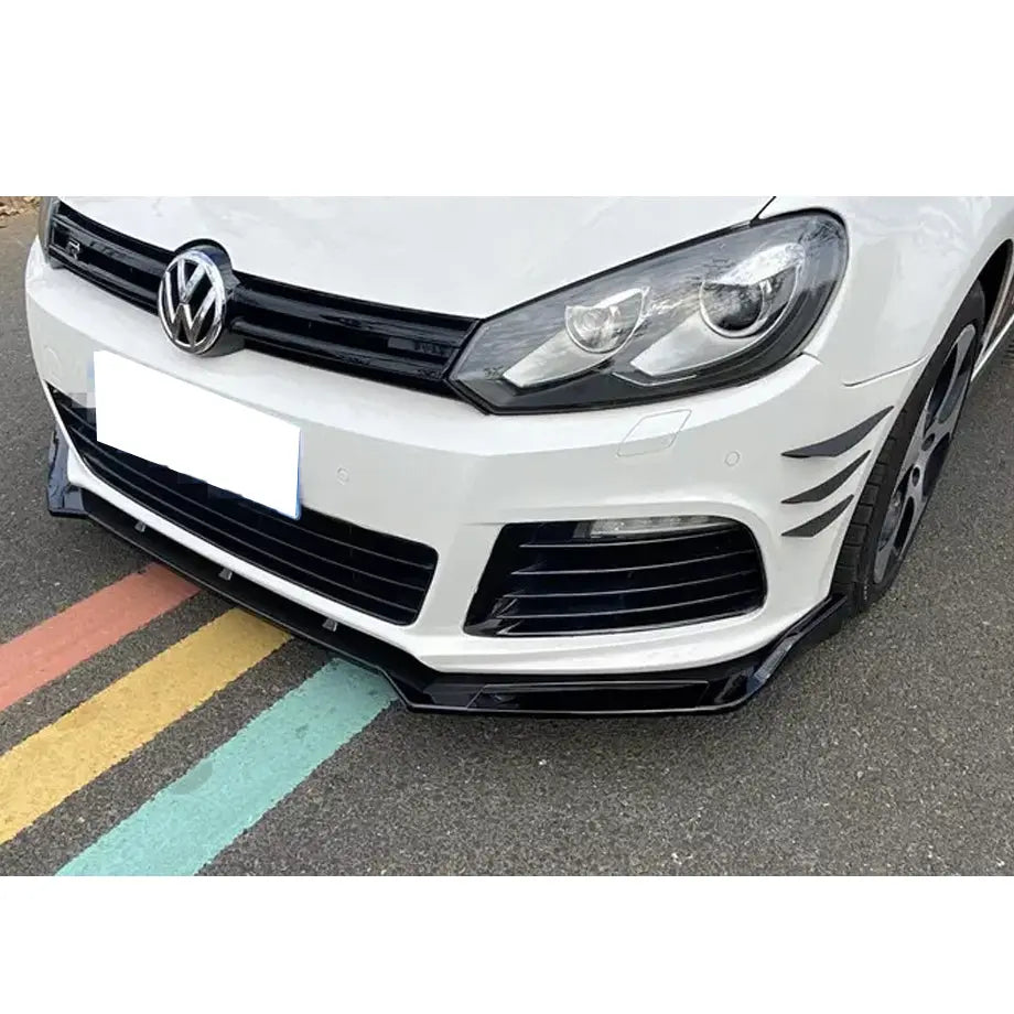 Suitable To Fit - VW Golf 6R Gloss Black 3-Piece Plastic Front Spoiler Max Motorsport