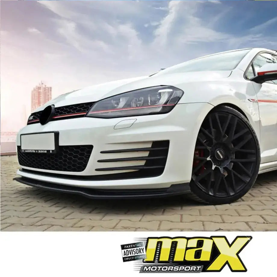 Suitable To Fit - VW Golf 7 / 7.5 - GTI / R Gloss Black Maxton Style 3-Piece Front Spoiler maxmotorsports