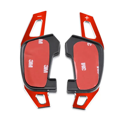 Suitable To Fit - VW Golf 7 GTI Brush Aluminium Red Paddle Shift Extensions maxmotorsports