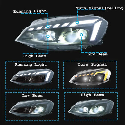 Suitable To Fit - VW Golf 7 LED Projector Headlight - Audi Style Max Motorsport