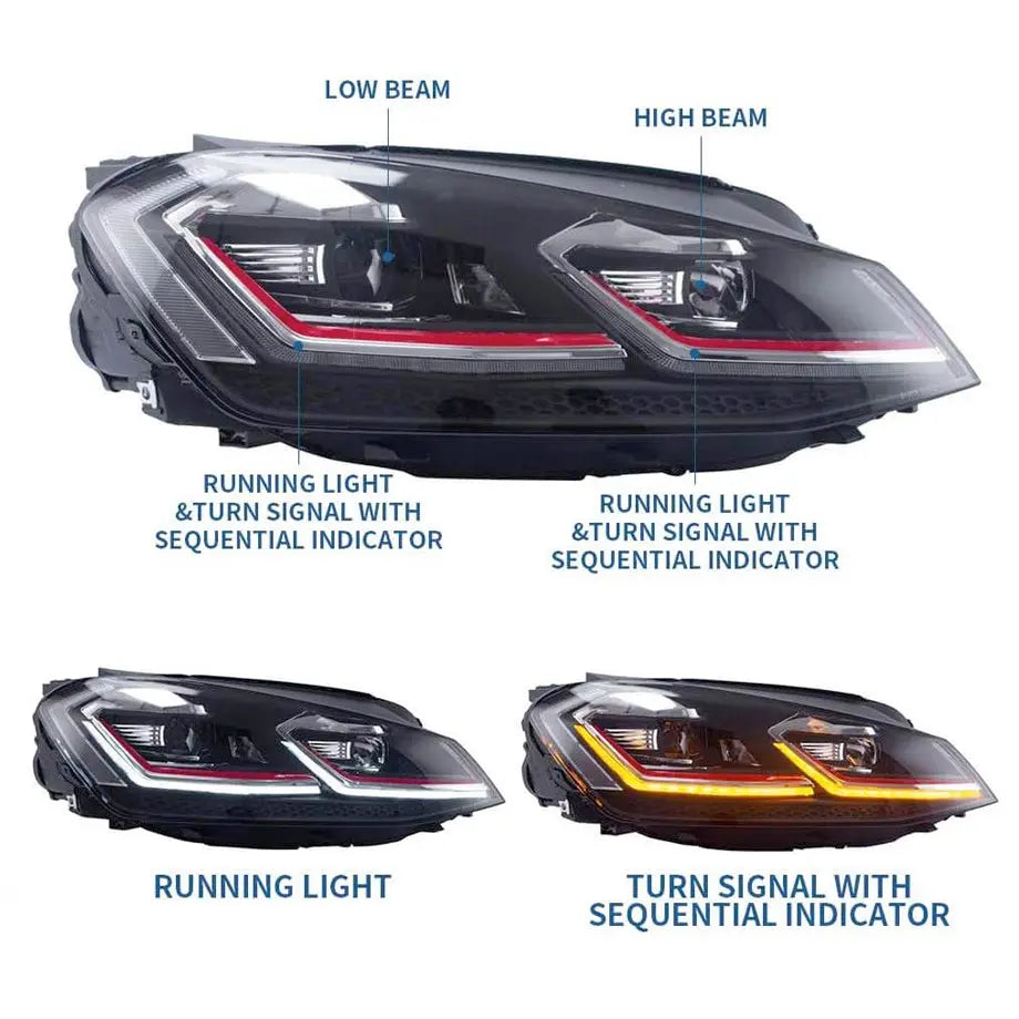 Suitable To Fit - VW Golf 7 LED Projector Headlight - Golf 7.5 GTI Style Max Motorsport