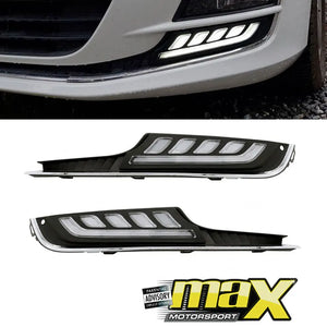 Suitable To Fit - VW Golf 7 TSI (14-On) LED DRL Fog Lamp Add On With Indicator Function maxmotorsports