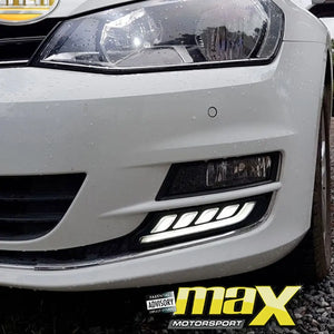 Suitable To Fit - VW Golf 7 TSI (14-On) LED DRL Fog Lamp Add On With Indicator Function maxmotorsports