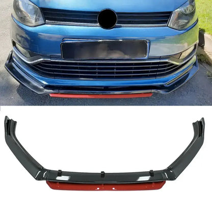 Suitable To Fit - VW Polo 6 / 7 TSI Gloss Black 4-Piece Front Lip Spoiler maxmotorsports