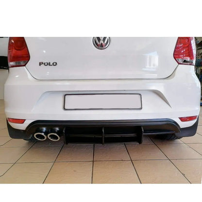 Suitable To Fit - VW Polo 6 TSI Maxton 3-Piece Rear Diffuser with Exhaust Pipe Outlet Max Motorsport