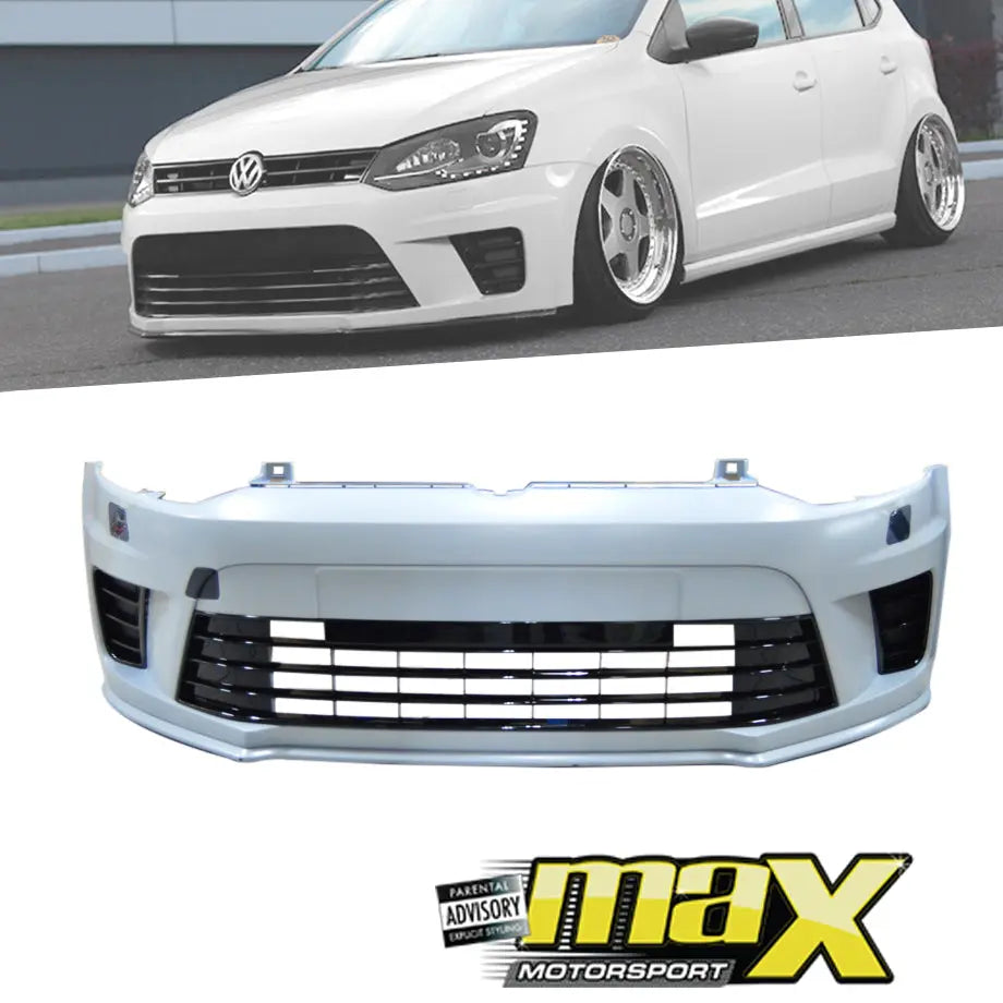 Suitable To Fit - VW Polo 6 WRC Style Plastic Front Bumper Upgrade maxmotorsports