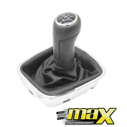 Suitable To Fit - VW Polo 6C  Leather Gear Knob + Boot Cover (5 Speed) maxmotorsports