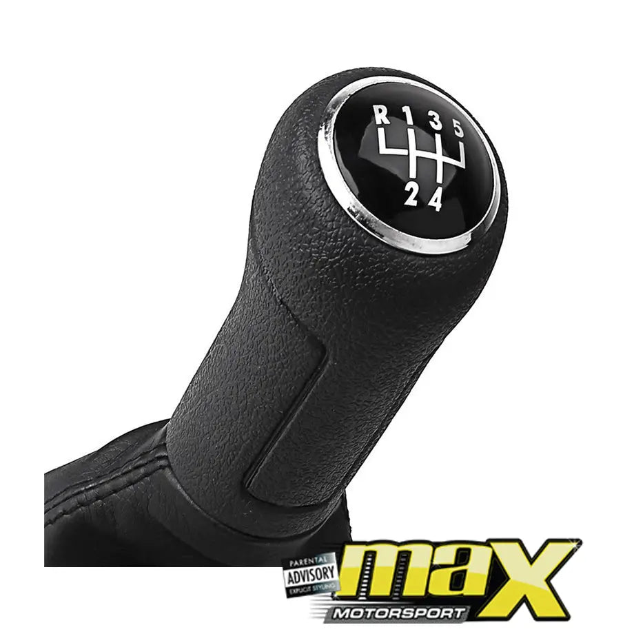 Suitable To Fit - VW Polo 6C  Leather Gear Knob + Boot Cover (5 Speed) maxmotorsports