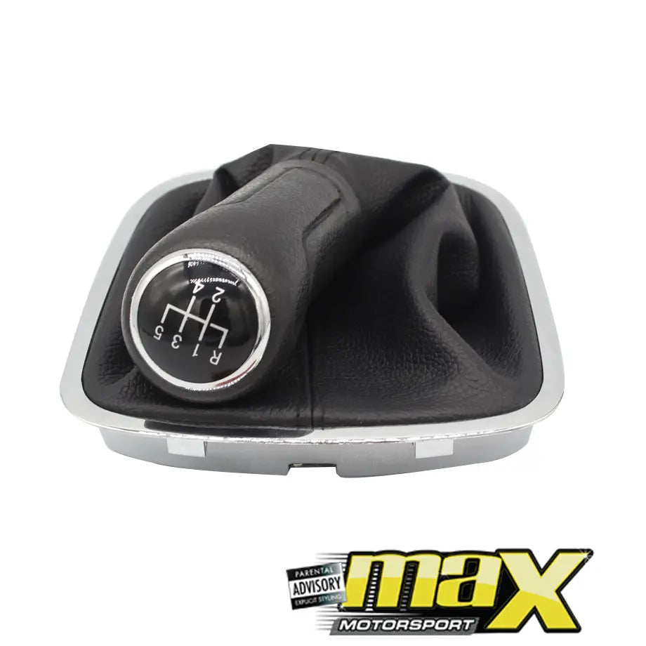 Suitable To Fit - VW Polo 6C  Leather Gear Knob + Boot Cover (5 Speed) maxmotorsports