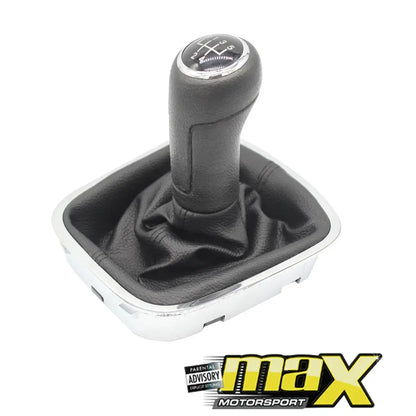 Suitable To Fit - VW Polo 6C  Leather Gear Knob + Boot Cover (5 Speed) maxmotorsports