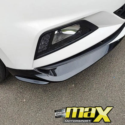 Suitable To Fit - VW Polo 8 AW Non GTI (19-On) Carbon Look Plastic Front Splitters maxmotorsports