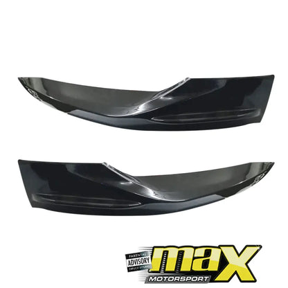 Suitable To Fit - VW Polo 8 AW Non GTI (19-On) Gloss Black Plastic Front Splitters maxmotorsports