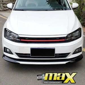 Suitable To Fit - VW Polo 8 AW Non GTI (19-On) Gloss Black Plastic Front Splitters maxmotorsports