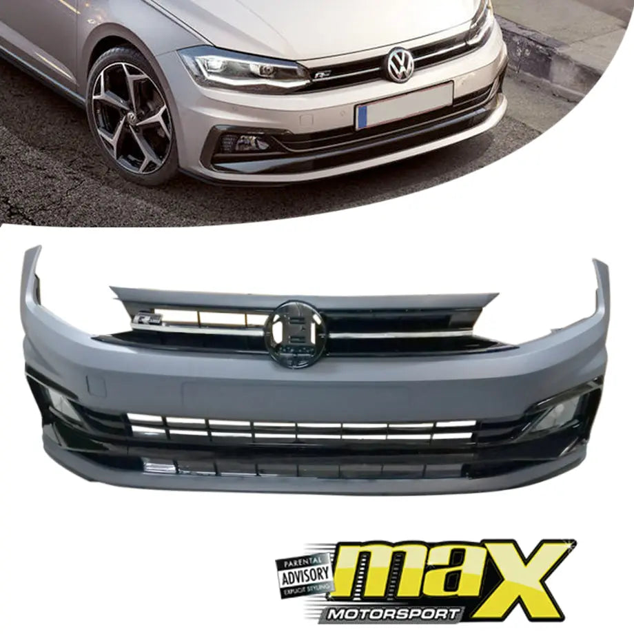 Suitable To Fit - VW Polo 8 AW (18-On) R-Line Style Plastic Front Bumper Upgrade Max Motorsport