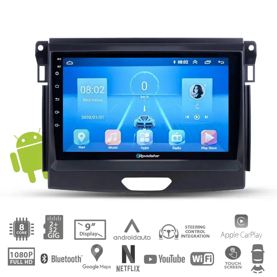 Suitable To Fit Ranger T7 XLT - 9 Inch Roadstar Android Entertainment & GPS System Roadstar