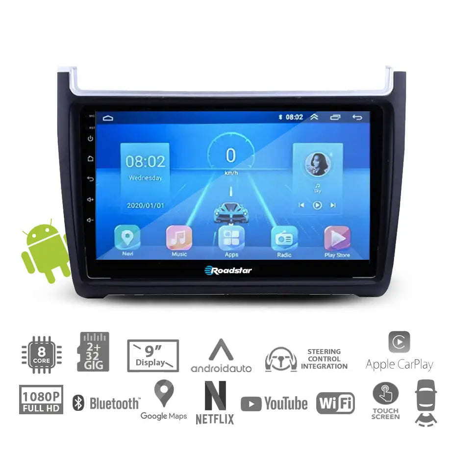 Suitable To Fit VW Polo 6 GTI / TSI (12-16) - 9 Inch Roadstar Android Entertainment & GPS System Roadstar