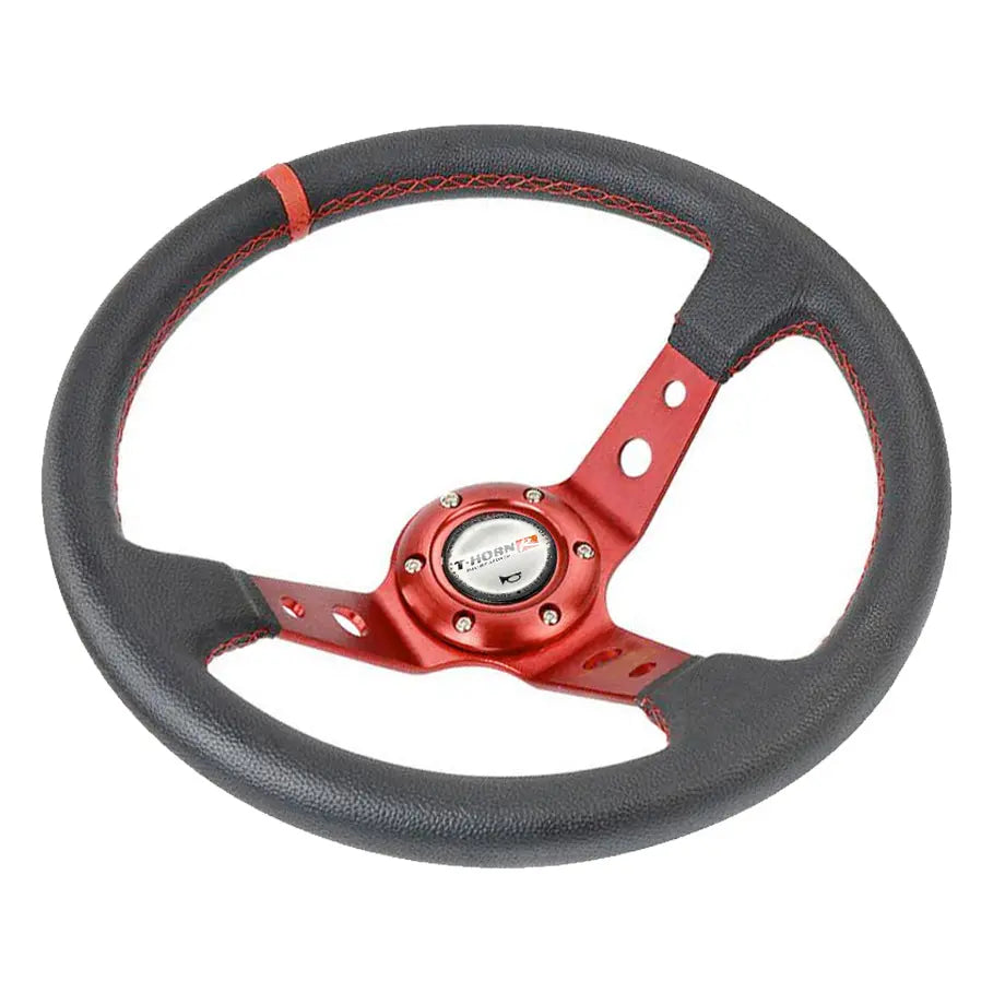 T-Horn Drift Style Steering Wheel - Red Max Motorsport