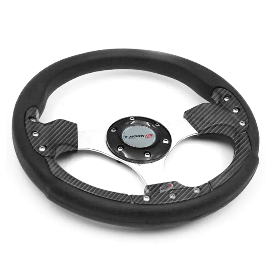 T-Horn Racing Style Steering Wheel - Carbon Look Max Motorsport