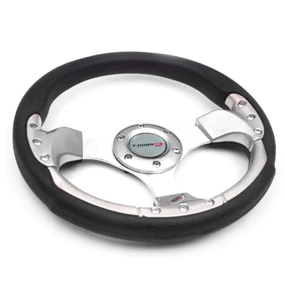 T-Horn Racing Style Steering Wheel - Silver Max Motorsport