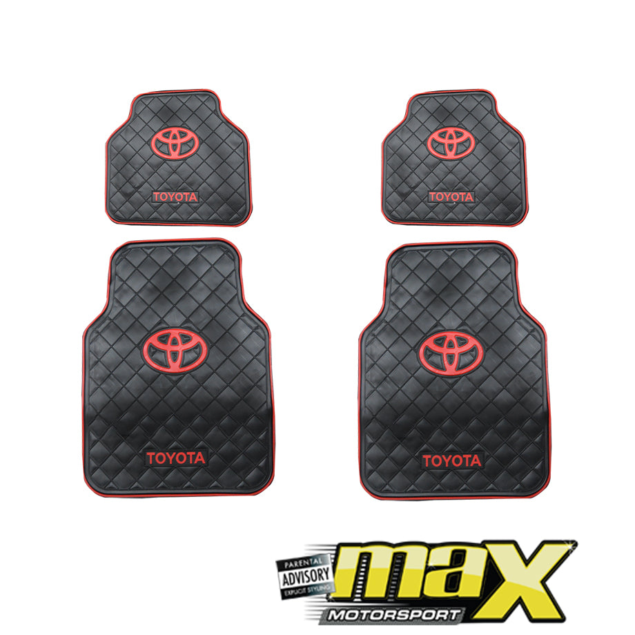 4 Piece Toyota Branded Rubber Car Mats (Red)