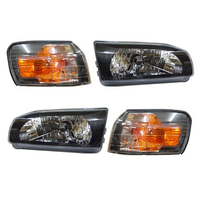 Toyota Corolla RSI Black Crystal Headlights With Corner Lamps (96-98) Max Motorsport