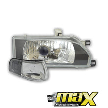 Load image into Gallery viewer, Toyota Corolla (93-96) Diamond Headlights (Black) Incl. Corner Lamps maxmotorsports
