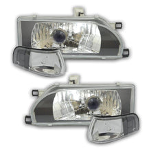 Load image into Gallery viewer, Toyota Corolla (93-96) Diamond Headlights (Black) Incl. Corner Lamps maxmotorsports
