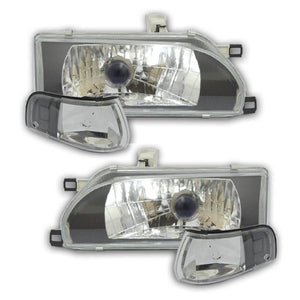 Toyota Corolla (93-96) Diamond Headlights (Black) Incl. Corner Lamps maxmotorsports