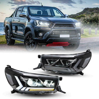 Toyota Hilux Revo Double Projector Headlight With LED Sequential Indicator (15-20) Max Motorsport