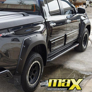 Toyota Hilux Revo (2015-On) Plastic Side Wheel Arch Kit (Smooth Studded - Matte Black) maxmotorsports