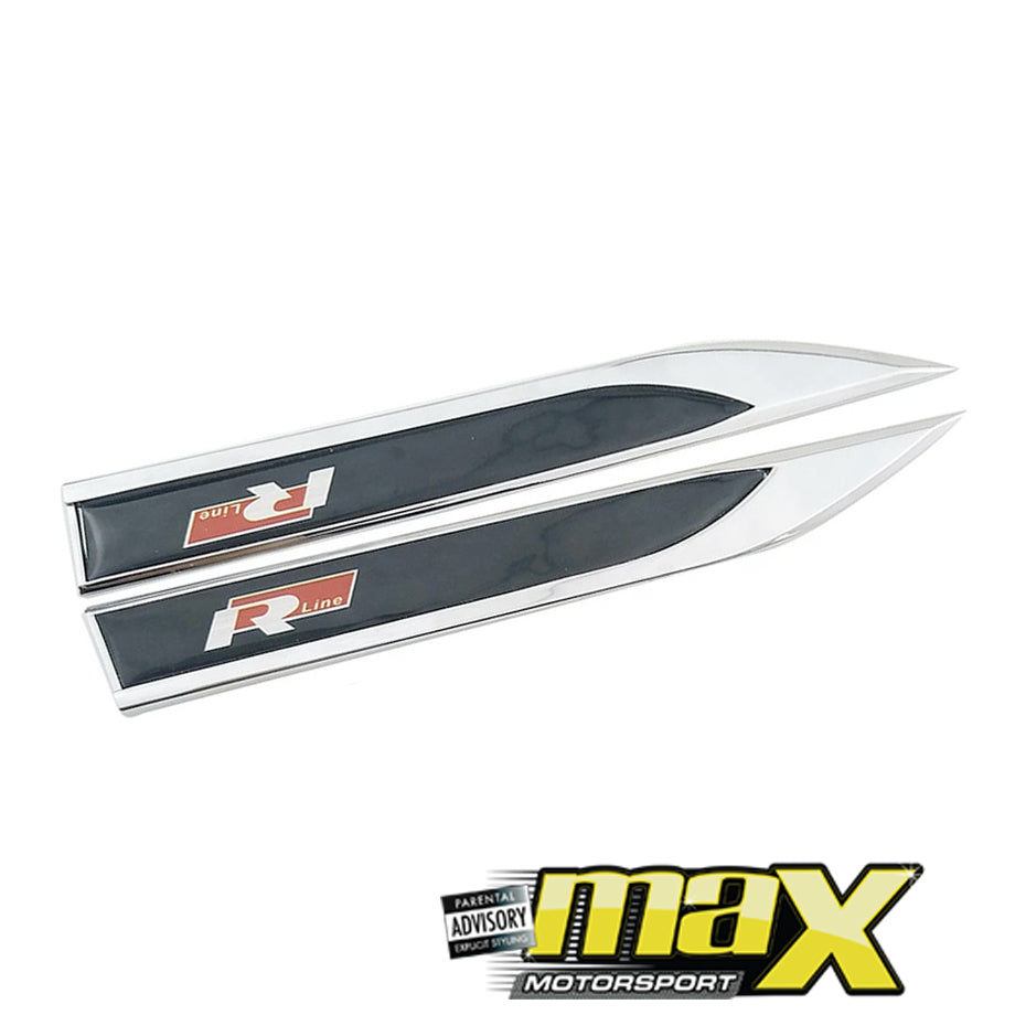 Side Fender Logo Badges - R-Line (Black & Chrome)