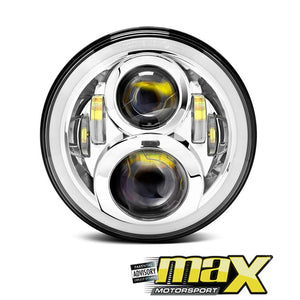Universal -  7 inch Jeep Style LED Chrome Angel Eye Projector Headlight Max Motorsport