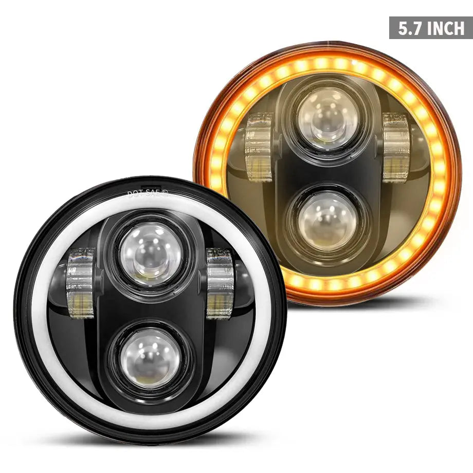 Universal 5.7 Inch - Jeep Style LED Angel Eye Projector Headlight Max Motorsport