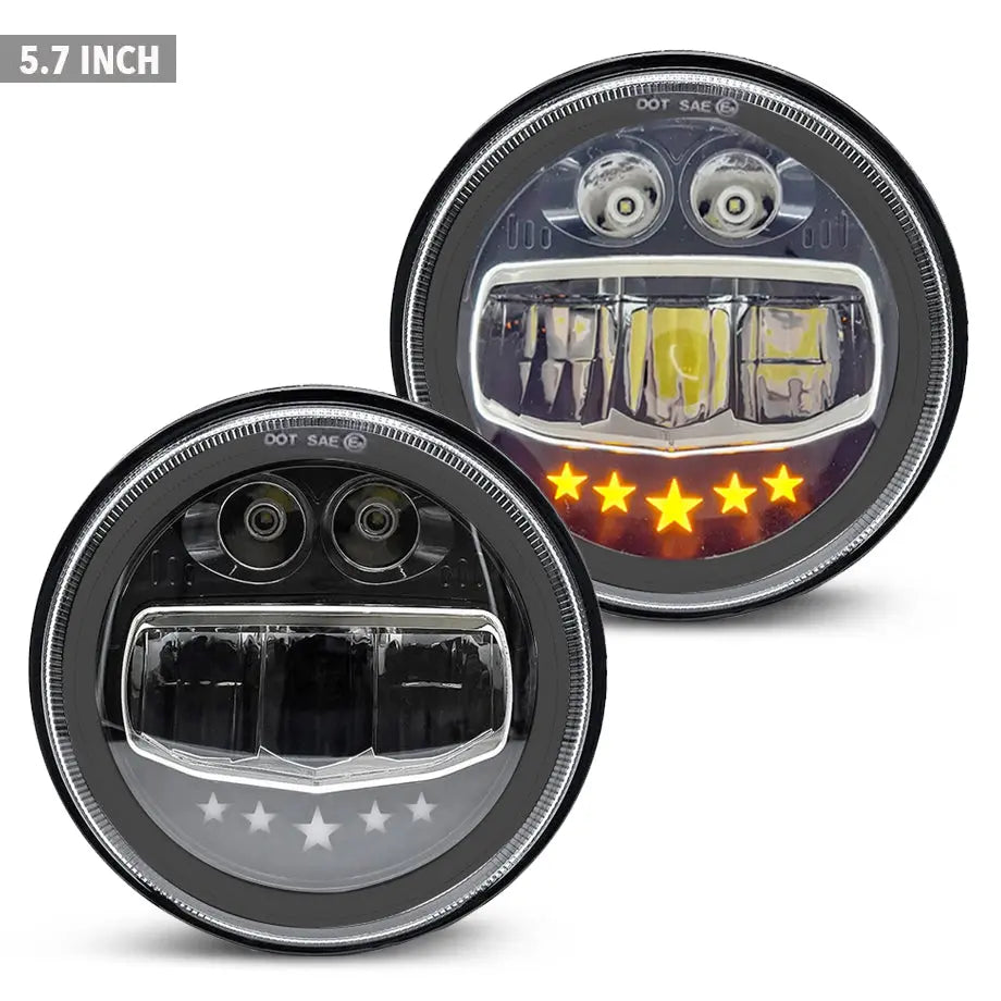 Universal 5.7 Inch - Jeep Style LED Headlight Star Design Max Motorsport