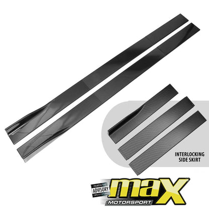 Universal 6 Piece Carbon Look Interlocking Side Skirts Extensions maxmotorsports