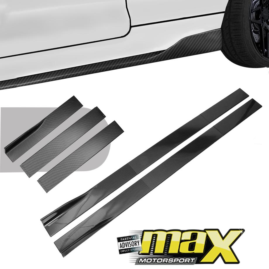 Universal 6 Piece Carbon Look Interlocking Side Skirts Extensions maxmotorsports