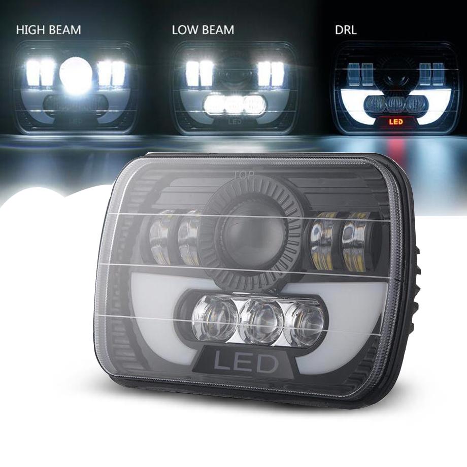 Universal 7 Inch LED Projector Square Headlight Max Motorsport