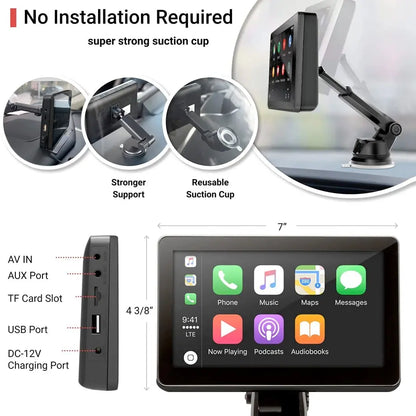 Universal 7 Inch Porable Navigation & Entertainment System With Android Auto & Apple Car Play Max Motorsport