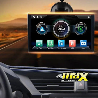 Universal 7 Inch Porable Navigation & Entertainment System With Android Auto & Apple Car Play Max Motorsport