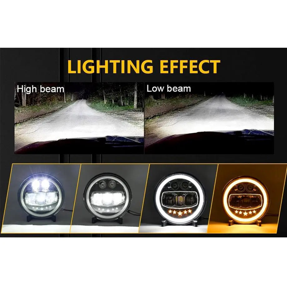 Universal 7 inch Jeep Style DRL LED Angel Eye Headlight Max Motorsport