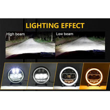 Load image into Gallery viewer, Universal 7 inch Jeep Style DRL LED Angel Eye Headlight Max Motorsport

