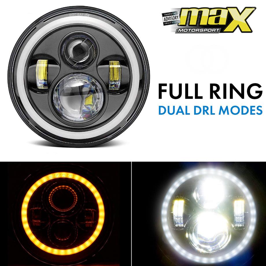 Universal 7 inch Jeep Style LED Angel Eye Projector Headlight Max Motorsport
