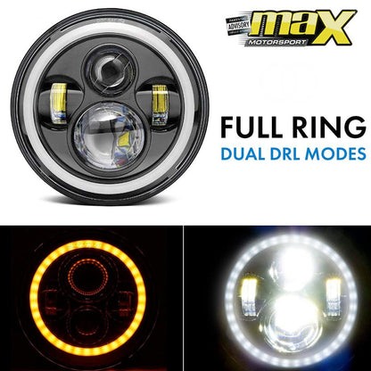 Universal 7 inch Jeep Style LED Angel Eye Projector Headlight Max Motorsport