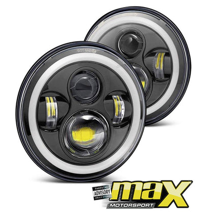 Universal 7 inch Jeep Style LED Angel Eye Projector Headlight Max Motorsport