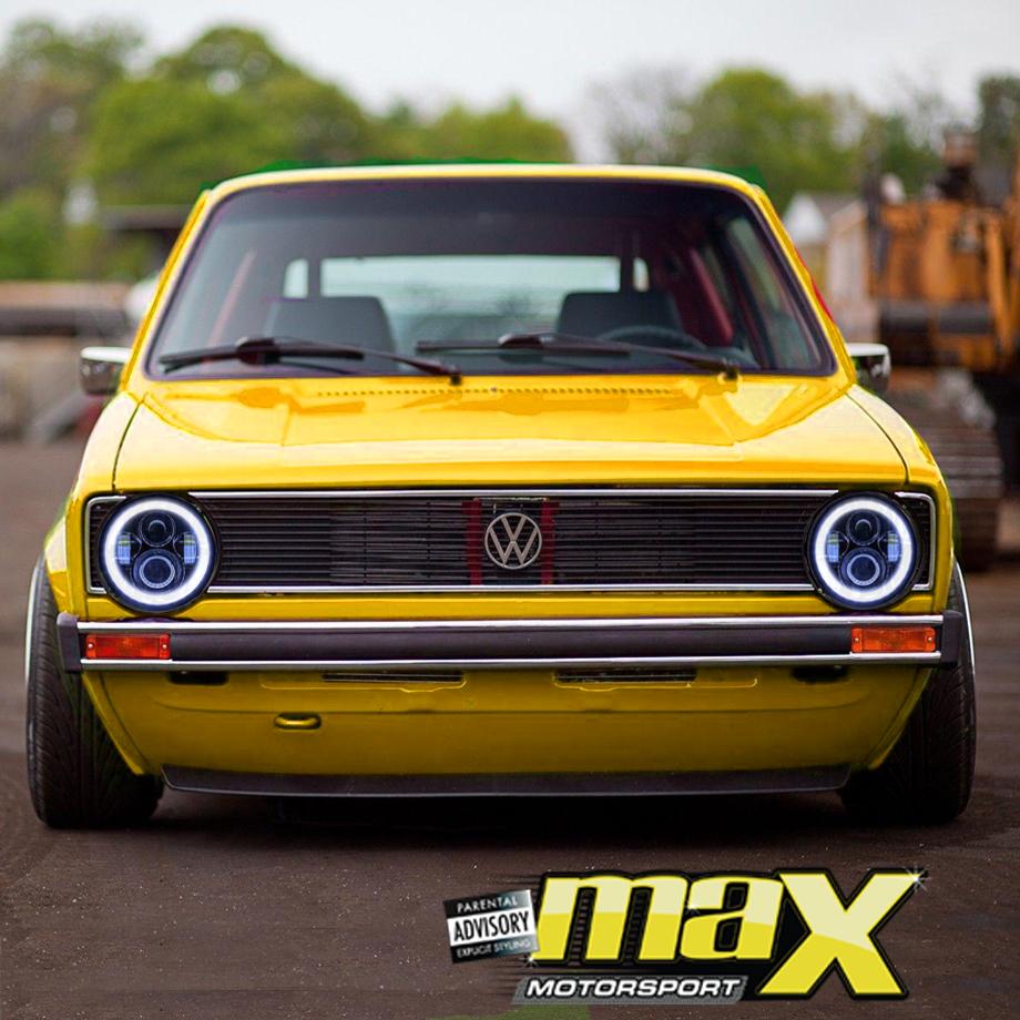 Universal 7 inch Jeep Style LED Angel Eye Projector Headlight Max Motorsport