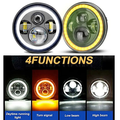 Universal 7 inch Jeep Style LED Angel Eye Projector Headlight Max Motorsport