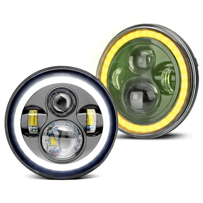 Universal 7 inch Jeep Style LED Angel Eye Projector Headlight Max Motorsport