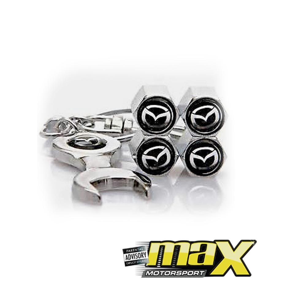 Universal Assorted Metal Logo Valve Caps With Keychain maxmotorsports